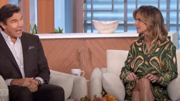 FARM Rio Pineapple Ikat Long Sleeve Shirtdress in Jujus Garden Black worn by Natalie Morales as seen in The Talk on October 14, 2024