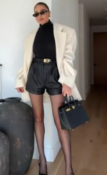 Saint Laurent Graham Croc-Effect Slingback Pumps worn by Olivia Culpo on her Tiktok Post on October 2, 2024