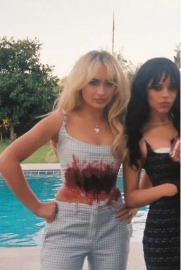 Versace Medusa Gingham Corset Top worn by Sabrina Carpenter at Taste Music Video on August 23, 2024