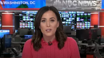 Boden Tia Pointelle Frilled Jumper worn by Hallie Jackson as seen in Today on October 16, 2024