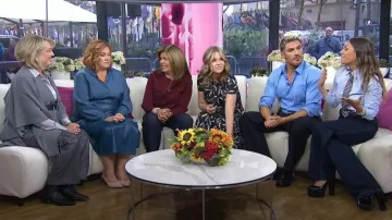 Mango Narrow Check Tie in Brown worn by Melissa Garcia as seen in Today on  October 16, 2024