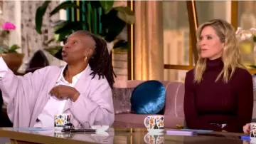 Tanya Taylor Kayden Knit Turtleneck worn by Sara Haines as seen in The View on  October 16, 2024