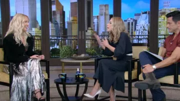 All Saints Spark 2-in-1 Maxi Dress worn by Anna Camp as seen in LIVE with Kelly and Mark on October 16, 2024