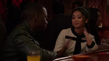 New Girl TV series wardrobe: Daisy (Brenda Song) wears Anthropologie Cream and Navy Tabitha Lace Jacket in season 2, episode 15