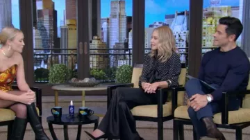 Saint Laurent Tie-Neck Polka-Dot Silk Blouse worn by Kelly Ripa as seen in LIVE with Kelly and Mark on October 18, 2024