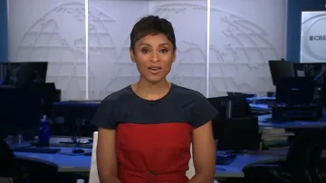 Akris Punto Pleated Techno Jersey Crewneck Dress worn by Jericka Duncan as seen in CBS Evening News on October 14, 2024