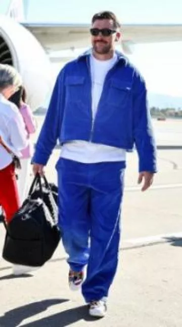 Nahmias Blue Corduroy Baggy Pants worn by Travis Kelce on the Instagram account @houstontexans