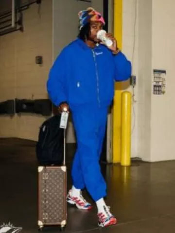 Willy Chavarria Royal Blue Bad Boy Trackpants worn by Jalen Ramsey on the Instagram account @houstontexans