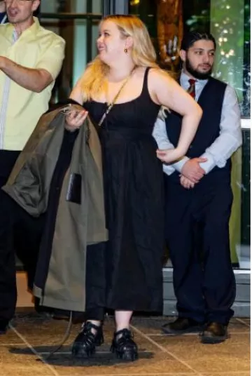 Reformation Balia Linen Dress worn by Nicola Coughlan in New York City on October 5, 2024