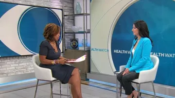 Blazer de L'Agence Kenzie en Blue Atoll usado por Gayle King visto en CBS Mornings el 17 de octubre de 2024