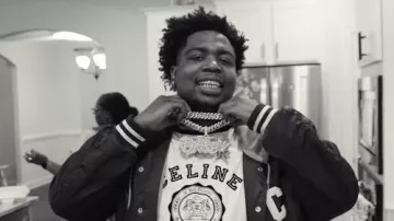 Celine White & Navy Seal Logo T Shirt worn by Big30 in Big30 - FaceTime With My Mama (Official Video)