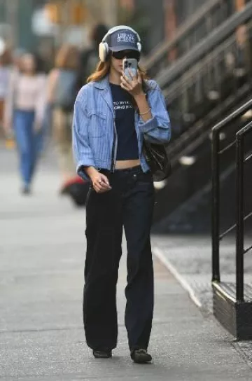 Library Science Come to My House Tee worn by Kaia Gerber in New York City on October 7, 2024