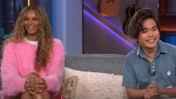 LaPointe Textured Mohair Long Sleeve Crewneck Pullover Sweater worn by Ciara as seen in The Kelly Clarkson Show on October 8, 2024