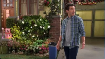 J. Crew Secret Wash Cotton Poplin Shirt in Sam Blue Green worn by Dave Johnson (Max Greenfield) as seen in The Neighborhood (S07E01)