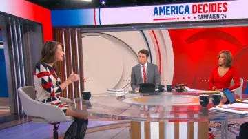 Vestido Tibi Geometric Shift usado por Jen Easterly como se vio en CBS Mornings el 22 de octubre de 2024