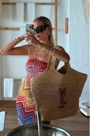 Missoni Chevron Print Tulle Long Tube Dress worn by  Leonie Hanne on her Instagram Story on October 10, 2024