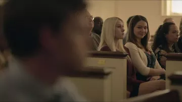 Boy Erased Movie Outfits: Chloe (Madelyn Cline) wears White Cropped Cardigan