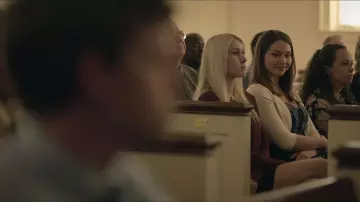 Boy Erased Movie Outfits: Chloe (Madelyn Cline) wears White Cropped Cardigan