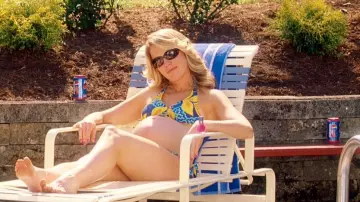 Wardrobe of She's Out of My League Movie: Debbie (Jessica St. Clair) wears Blue and Yellow Floral Bikini