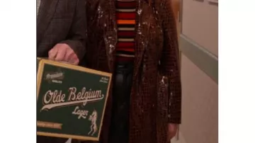 Wardrobe of Only Murders in the Building: Selena Gomez wears Brown Leather Snake Skin Trench Coat to portray Mabel Mora in season 4, episode 9