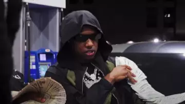 Rick Owens Lunettes de soleil Geth étroites noires portées par Rob49 dans VonOff1700- Slide ft Rob49 (Vidéo Officielle)