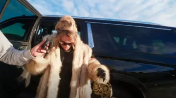Versace Virtus Chain Flap Shoulder Bag Barocco Print Silk Medium worn by Heather Gay as seen in The Real Housewives of Salt Lake City (S05E06)