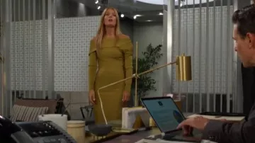 Herve Leger Off-The-Shoulder Bandage Midi Dress worn by Phyllis Summers (Michelle Stafford) as seen in The Young and the Restless on October 25, 2024
