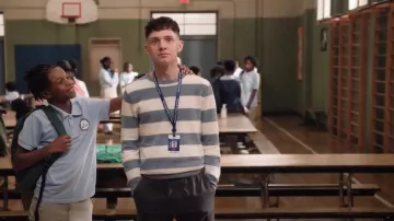 J Crew Cotton Piqué-Stitch Sweater in Stripe worn by Jacob Hill (Chris Perfetti) as seen in Abbott Elementary (S04E02)
