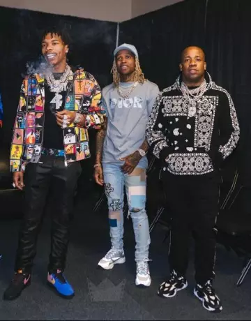 Dior x Daniel Arsham Eroded Logo Grey T Shirt worn by Lil Durk on the Instagram account @yogotti1_fans