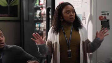 Halogen Oversize Colorblock Cardigan in New Ivory White worn by Janine Teagues (Quinta Brunson) as seen in Abbott Elementary (S04E03)