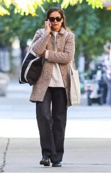 A.P.C. Lilli Coat worn by Katie Holmes in New York City on October 12, 2024