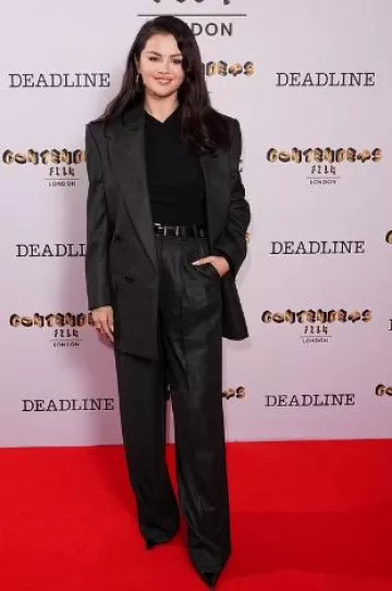Celine Medium Western Belt in Taurillon Leather worn by Selena Gomez at Deadline Contenders Film: London Panel on October 12, 2024