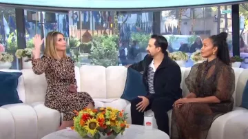 Ganni Tiger-Print Organza Dress In Brown worn by Eisa Davis as seen in Today on October 23, 2024