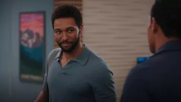 Reiss Duchie Merino Wool Open Collar Polo Shirt worn by Dr. Winston Ndugu (Anthony Hill) as seen in Grey's Anatomy (S21E05)