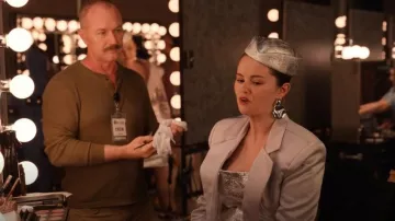 Famarine Big Disc Drop Earrings Gold Dangle Earrings Round Hammered Earrings worn by Mabel Mora (Selena Gomez) as seen in Only Murders in the Building (S04E09)