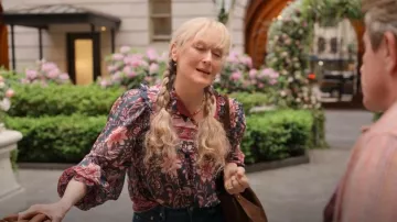 Farm Rio Ainika Charm-Print Voile Blouse worn by Loretta Durkin (Meryl Streep) as seen in Only Murders in the Building (S04E10)