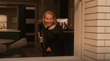 Maje Lace-Collar Wool Cardigan worn by Jan Bellows (Amy Ryan) as seen in Only Murders in the Building (S04E10)