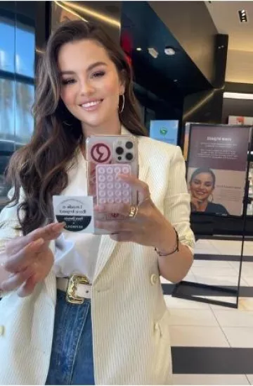 Celine Jude Jacket in Ivoire worn by Selena Gomez on Rare Beauty Instagram Post on October 10, 2024