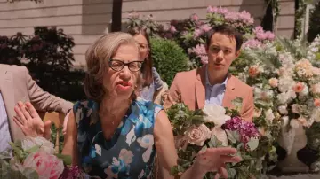 Calvin Klein Women's Floral-Print Sleeveless Dress In Malachite worn by Uma Heller (Jackie Hoffman) as seen in Only Murders in the Building (S04E10)