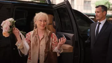 Free People Aluna Jacket worn by Loretta Durkin (Meryl Streep) as seen in Only Murders in the Building (S04E10)