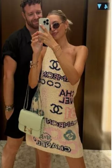 Chanel Ecru One-Shoulder Dress worn by Leonie Hanne on her Instagram Story on October 14, 2024