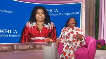 Nordstrom x Harlem's Fashion Row Harbison Romantic Floral Tie Neck Top worn by Sherri Shepherd as seen in Sherri on  October 22, 2024