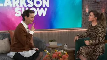 Maria McManus Classic V Cardigan in Vicuna worn by Sarah Paulson as seen in The Kelly Clarkson Show on  October 9, 2024