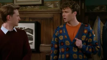 Corridor Hand Crochet Pima Cardigan worn by David Crane (Anders Keith) as seen in Frasier (S02E08)