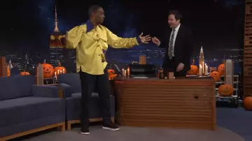 Anthony Mackie wears incredible yellow shirt on 
The Tonight Show Starring Jimmy Fallon on October 2024