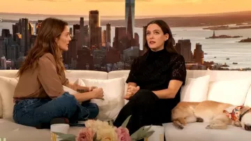 Celine Medium Triomphe Belt worn by Drew Barrymore as seen in The Drew Barrymore Show on October 11, 2024