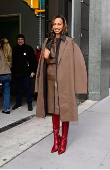 Christian Louboutin Armura Botta worn by Zoe Saldana in NYC on October 15, 2024