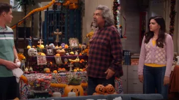 GRLFRND Vera Seamed Tonal Flare In Blue worn by Mayan (Mayan Lopez) as seen in Lopez vs Lopez (S03E02)