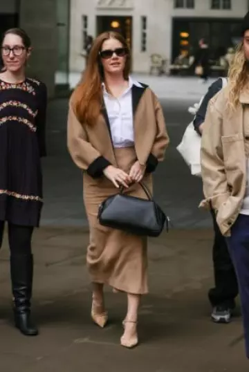 Lafayette 148 New York Double Face Wool & Cashmere Reversible Crop Jacket worn by Amy Adams in London on October 16, 2024