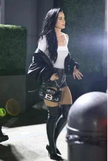 Mugler Strapped Long Sleeved Bodysuit worn by Katy Perry at Charli Xcx and Troy Sivans Sweat Tour on October 16, 2024